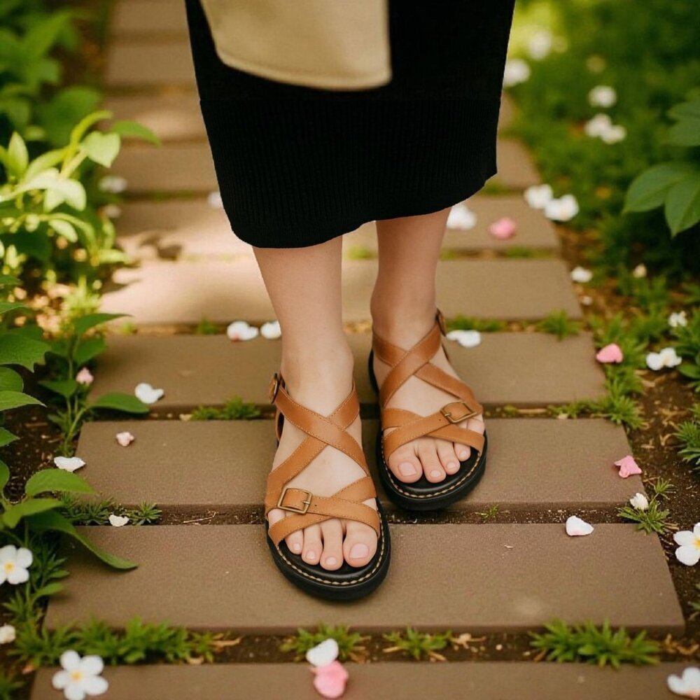 MAGO Leather Sandals Brown | Comfort Strappy Slides | Size 39 EU / 8.5 US - Picture 13 of 13